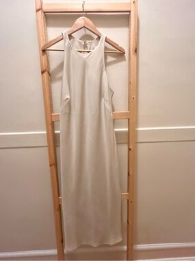 Classic Cream Maxi Dress - Sleeveless Scoop Neck - Bridal